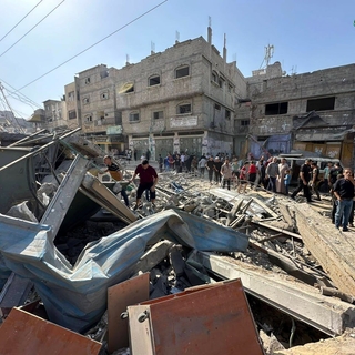 A photo showing extreme destruction of civilian infrastructure.