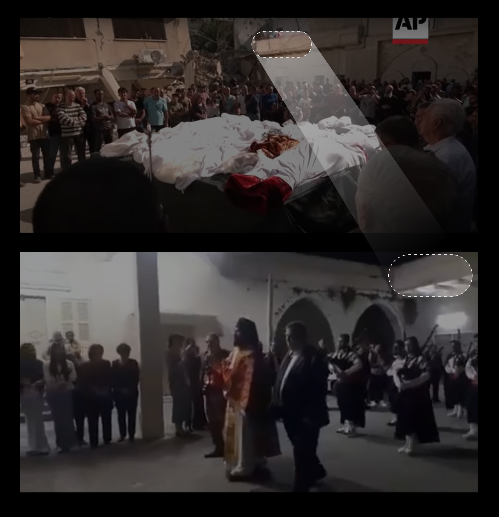 Images from a funeral, and ceremonies from inside the church compound.
