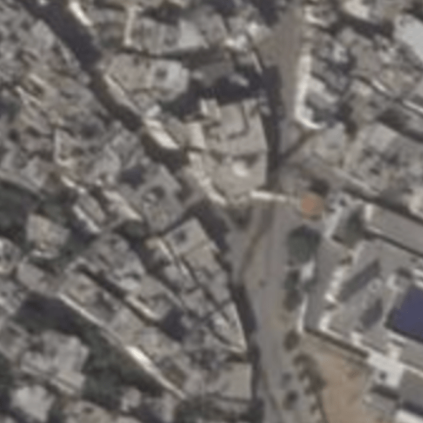 A satellite image of the Al Omari mosque in Jabalia, Gaza.