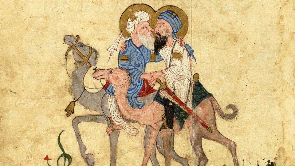 Two of The Maqamat’s characters, al-Harith and the narrator and traveler Abu Zayd, bid each other farewell before the pilgrimage.